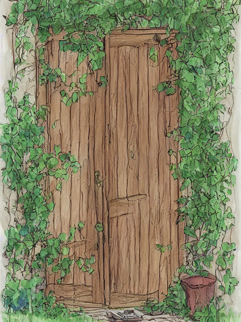 Prompt: a door into summer, illustration