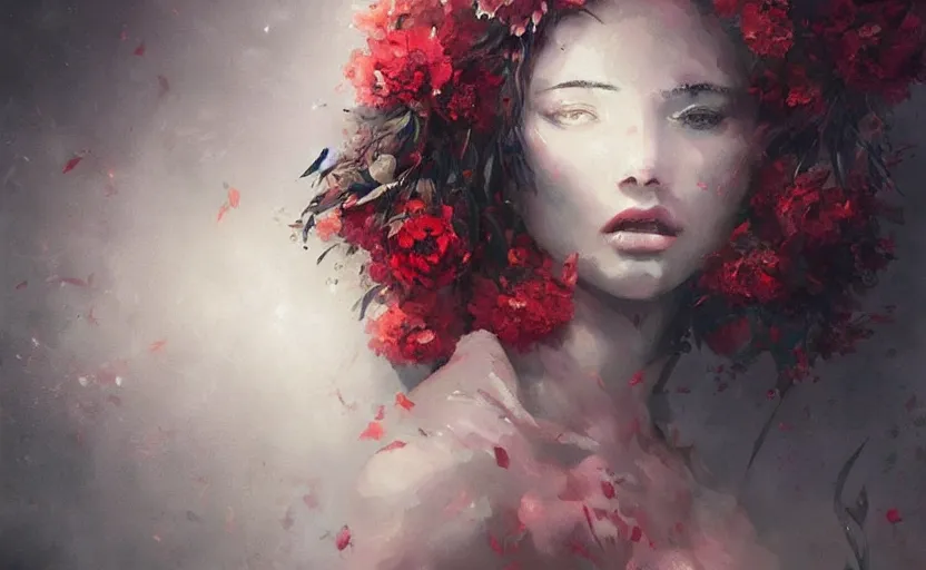 Image similar to a painting of a sensual flower trending on artstation in the style of greg rutkowski