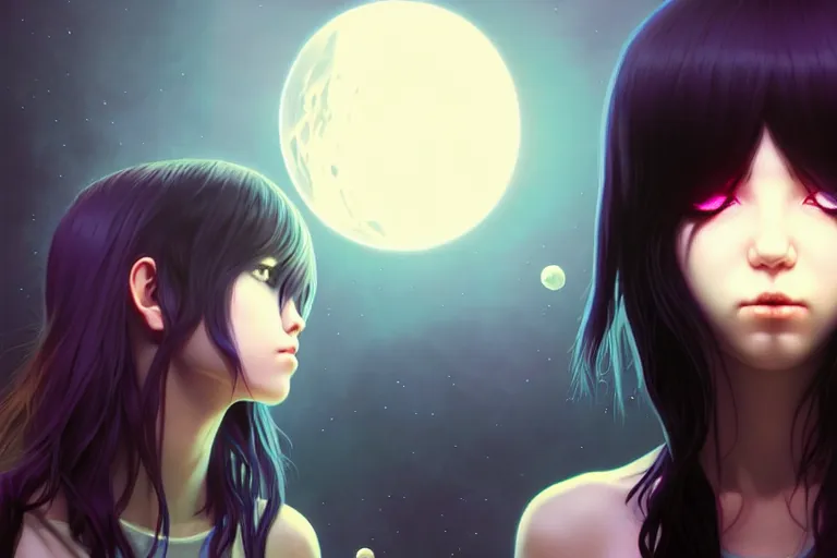 Prompt: emo girl battles again a stove fire. floating planets on the background, box office hit, fantasy and cosmic horror movie, unreal engine, intricate, highly detailed 8 k, ambient occlusion, extremely beautiful and aesthetic shape of face and body, art by hiroaki samura and ilya kuvshinov and rossdraws