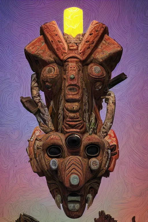 Prompt: totem animal tribal chaman vodoo mask feather gemstone plant global illumination ray tracing hdr that looks like it is from borderlands and by feng zhu and loish and laurie greasley, victo ngai, andreas rocha, john harris