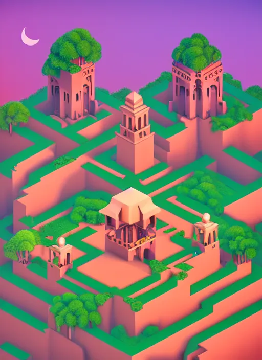 Prompt: a low poly isometric render of a kerala village in the style of monument valley, floral! intricate, elegant, highly detailed, artstation, smooth, sharp focus, illustration, art by artgerm and greg rutkowski, 8 k