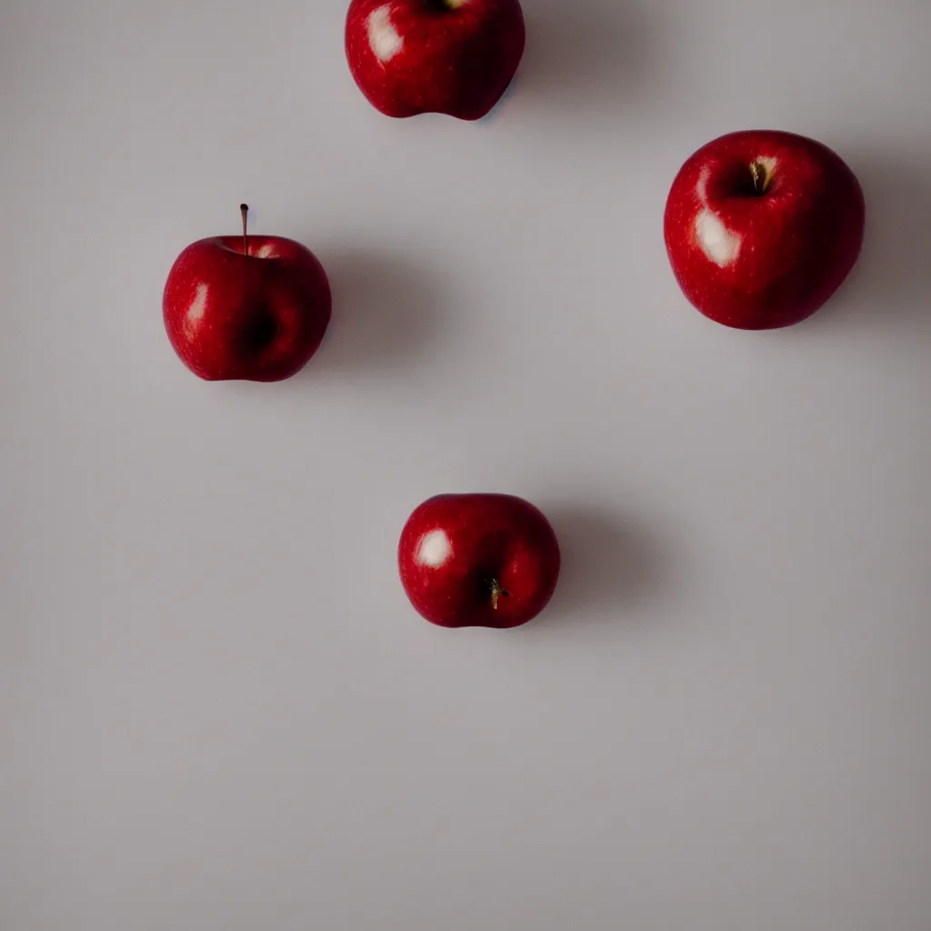 Image similar to photo of a red apple on a white table, cinematic lighting, highly detailled