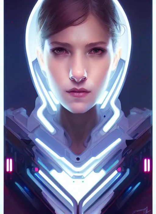 Image similar to symmetry!! portrait of love, tech wear, scifi, glowing lights!! intricate elegant, highly detailed, digital painting, artstation, concept art, smooth, sharp focus, illustration, art by artgerm and greg rutkowski and alphonse mucha