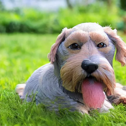 Prompt: 3 d realistic dog sit in the grass