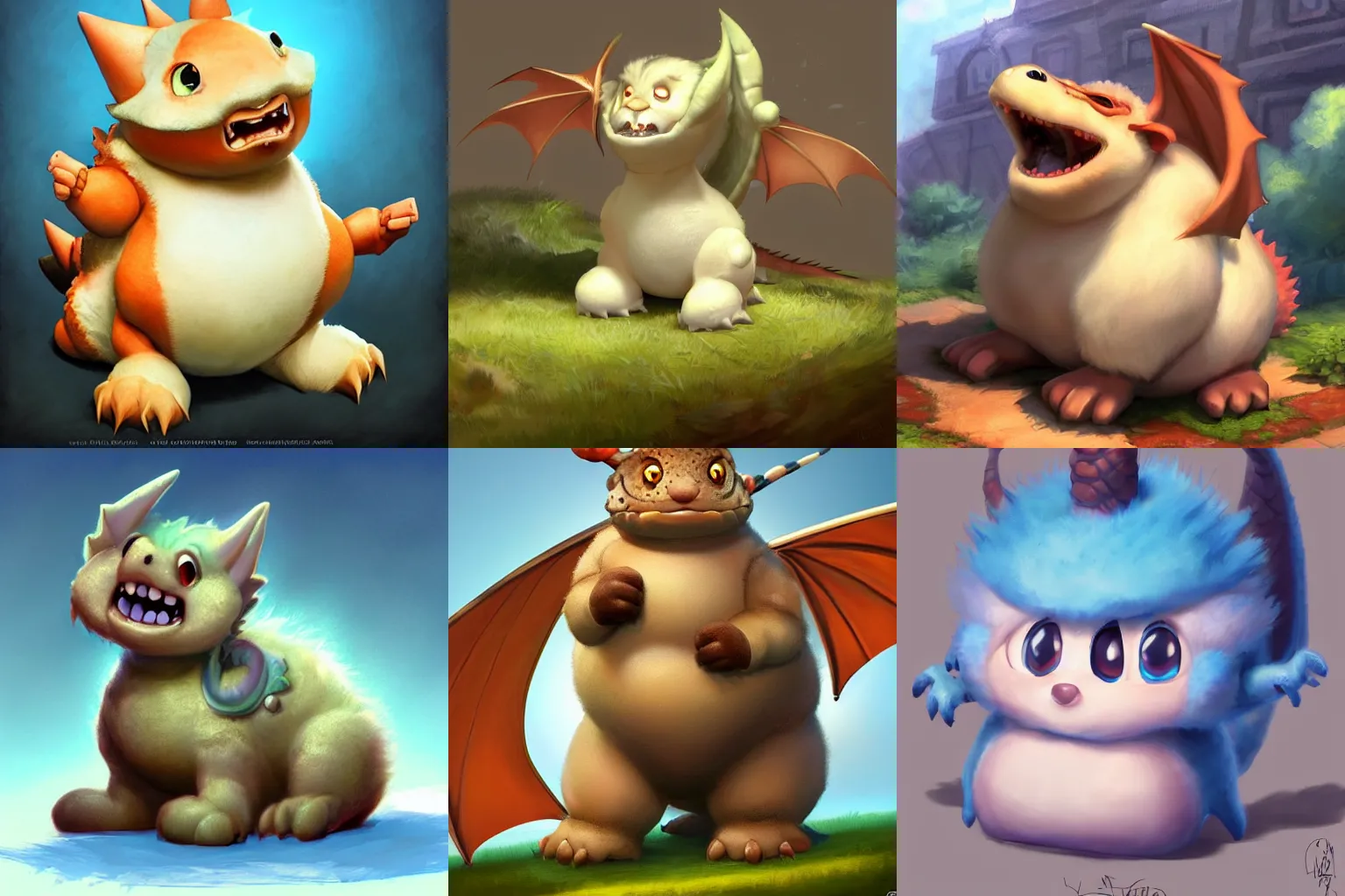 Prompt: cute fluffy fat baby dragon, by tyler edlin, pixar