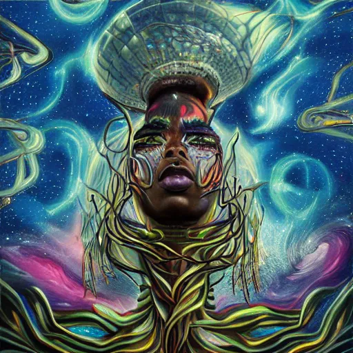 Image similar to flying lotus, fantasy art, sky in the background, detailed, behrens style