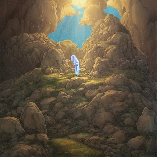 Prompt: the transfiguration of jesus christ on the mount of olices, an ultrafine detailed painting by james jean, studio ghibli, behance contest winner, vanitas, angular, altermodern