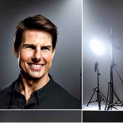 Image similar to A photo of Tom Cruise, head shoot, promo shoot, studio lighting