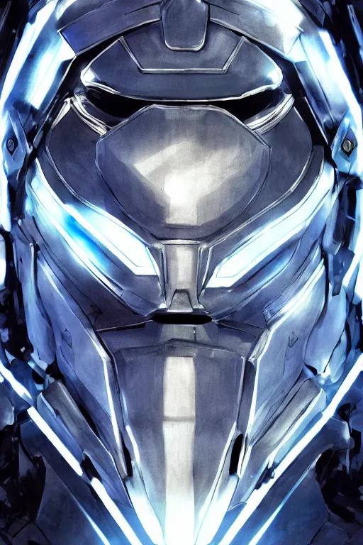 Image similar to cyber cyborg ninja mask helmet metal gear solid artic suit swat commando, global illumination ray tracing hdr fanart arstation by sung choi and eric pfeiffer and gabriel garza and casper konefal, a spectacular view cinematic rays of sunlight comic book illustration, by john kirby