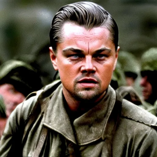 Image similar to Leonardo Dicaprio starring in saving private Ryan