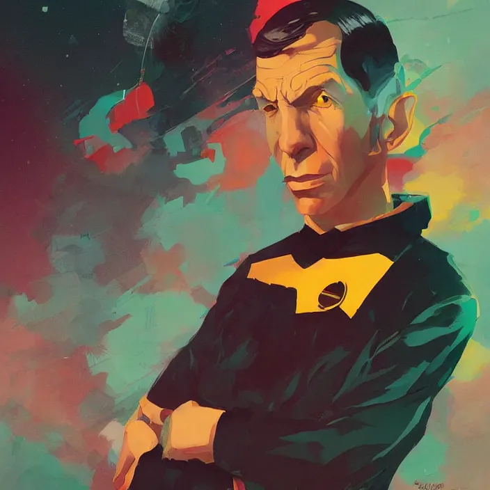 Image similar to a colorful comic noir illustration painting of mr spock by sachin teng and sergey kolesov and ruan jia and heng z. graffiti art, sci fi, hyper detailed. octane render. trending on artstation