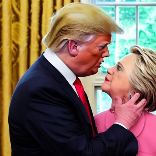 Image similar to donald trump kissing hillary clinton