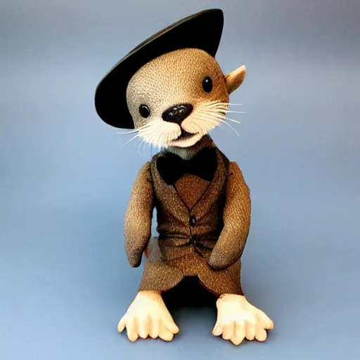 Prompt: truggster the otter is a very dapper gentleman in his new top hat