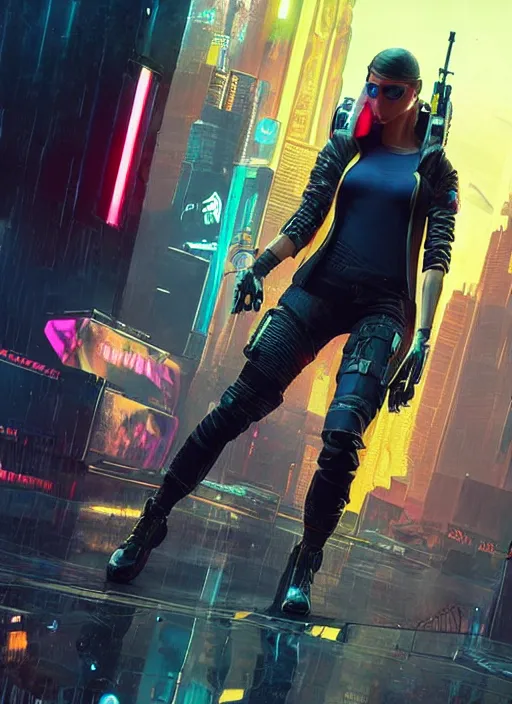 Prompt: Maria. Hacker in tactical gear infiltrating corporate mainframe. Cyberpunk 2077, blade runner 2049, matrix Concept art by James Gurney, greg rutkowski, and Alphonso Mucha. Vivid color scheme.