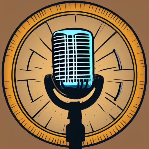 Image similar to iconic vector logo illustration of a microphone line art, bold