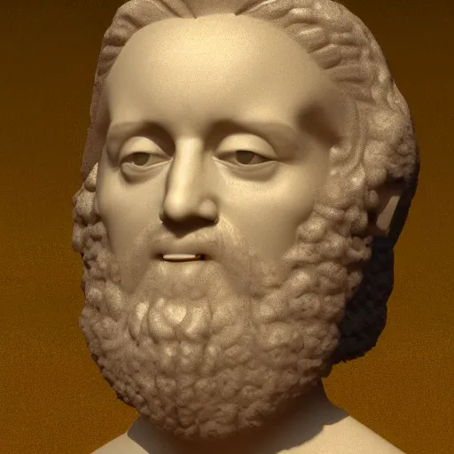 Prompt: a 3 d render of the head of michelangelos david