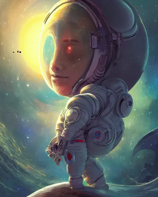 Image similar to wide shoot selfie of ethereal intricate cosmonaut lie relaxed on a crescent moon between the stars and the planets in outer space, cosmonaut post grunge concept art,high detail,4k, trending on artstation by Yoshitaka Amano, josan gonzalez and tyler edlin