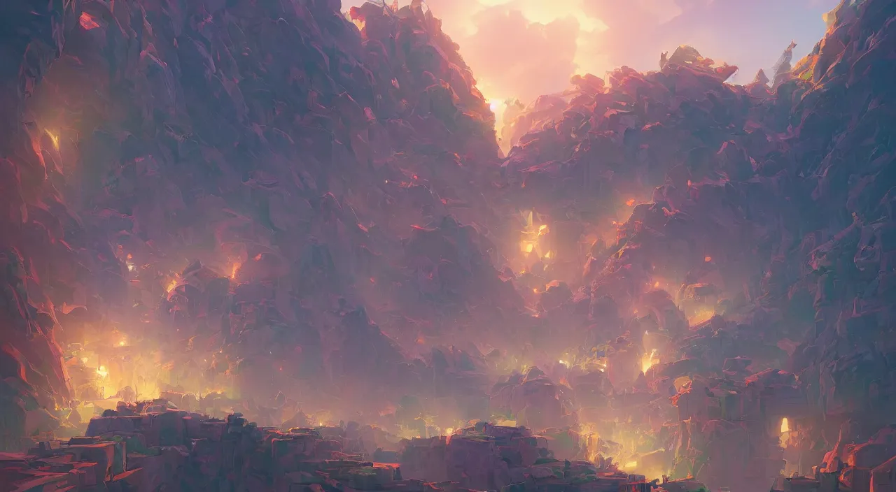 Image similar to flag colored wall fortress greeble illusion landscape wonderworld paradize, behance hd by jesper ejsing, by rhads, makoto shinkai and lois van baarle, ilya kuvshinov, rossdraws global illumination