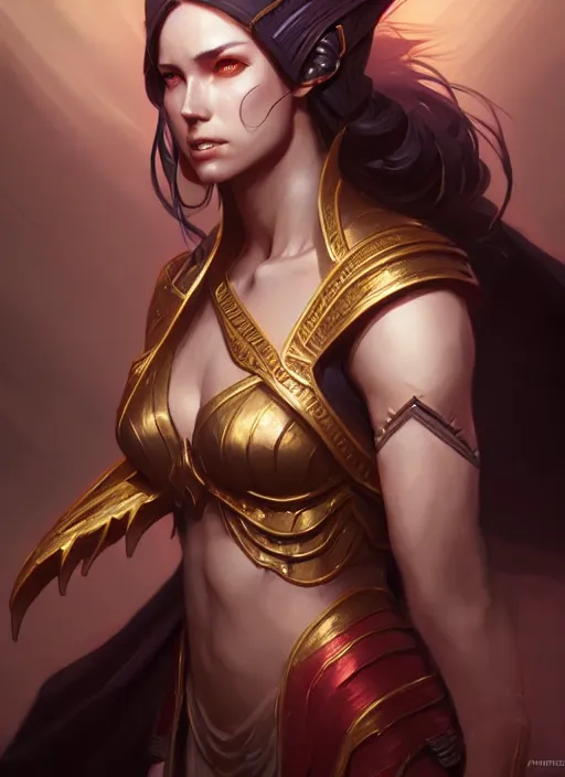 Image similar to percian empress, portrait, art by artgerm and greg rutkowski and magali villeneuve, d & d, fantasy, highly detailed, portrait, digital painting, trending on artstation, concept art, sharp focus, illustration