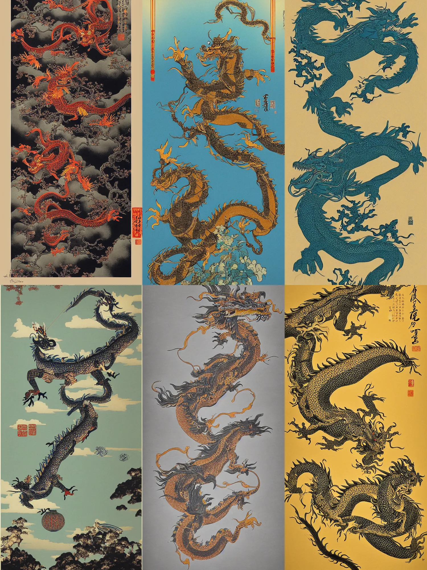 Prompt: conversing with a Chinese dragon style of Gustave Courtois, Maxfield Parrish and Classical Japanese prints, imax film quality, very fine detailed, trending on artstation