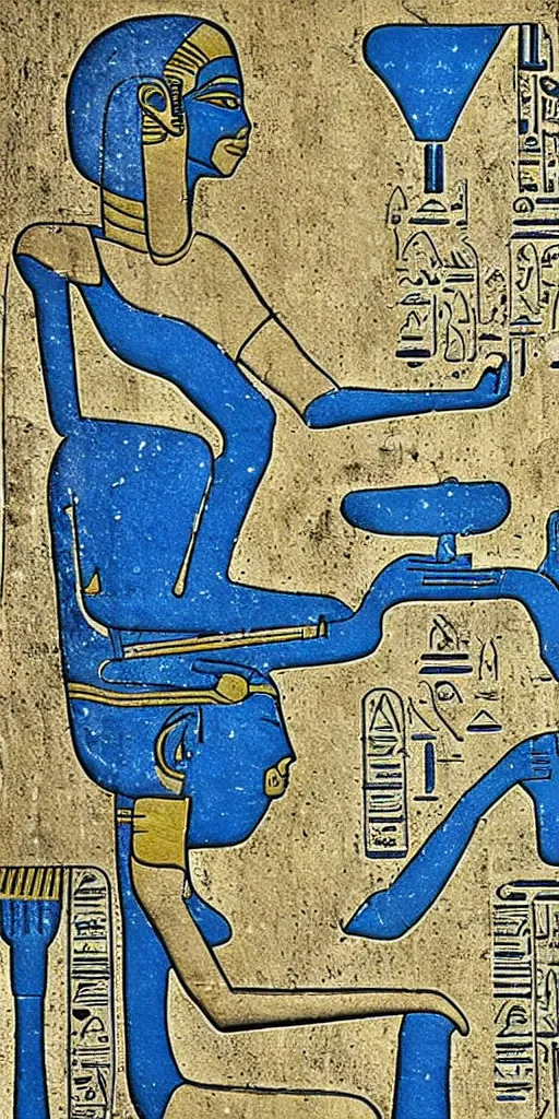 Image similar to egyptian hieroglyph blueprints to a spaceship