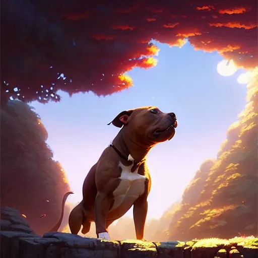 Image similar to highly detailed portrait of saquon barkley as a pitbull, unreal engine, fantasy art by greg rutkowski, loish, rhads, ferdinand knab, makoto shinkai and lois van baarle, ilya kuvshinov, rossdraws, tom bagshaw, global illumination, radiant light, detailed and intricate environment h 6 0 4