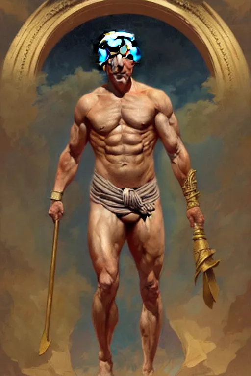 Image similar to Joe Biden as a Greek god, gorgeous, amazing, muscular, fit, very muscular male body, intricate, highly detailed, digital painting, artstation, concept art, sharp focus, illustration, art by greg rutkowski and alphonse mucha