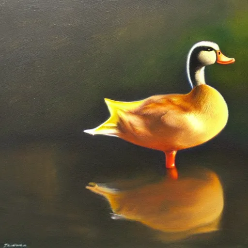 Image similar to a duck on the prowl oil painting manuela sambo