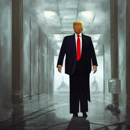Image similar to Donald Trump is a nightmare turd in a suit, dramatic lighting, cinematic, establishing shot, extremly high detail, photorealistic, cinematic lighting, artstation, style by James Gurney