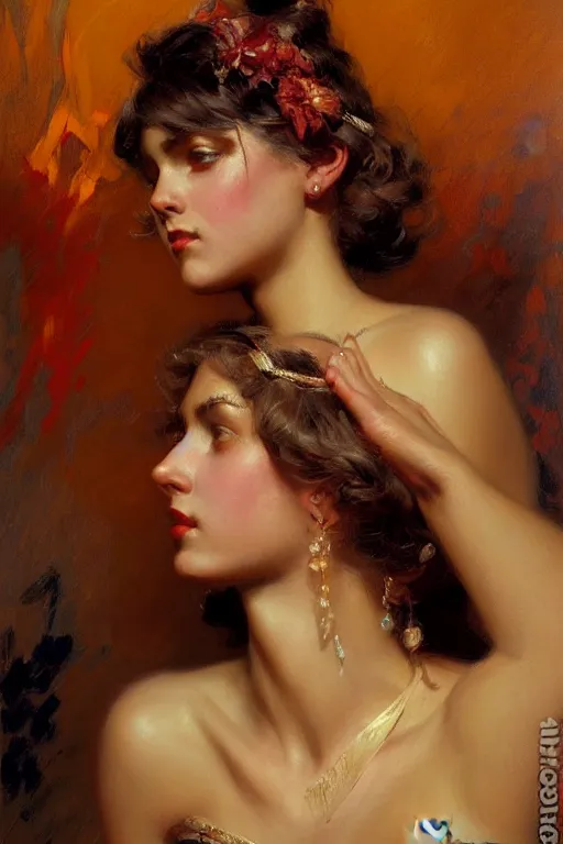 Image similar to stunning young woman, highly detailed painting by gaston bussiere, craig mullins, j. c. leyendecker 8 k