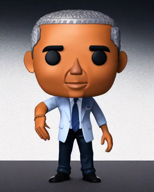 Image similar to full body 3d render of barack obama as a funko pop, studio lighting, white background, blender, trending on artstation, 8k, highly detailed