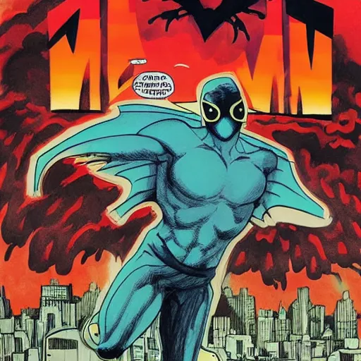 Prompt: ripped physique telekinesis man disguised as a mothman whilst wearing a fireman costume transmetropolitan jen bartel winslow homer darick robertson staedtler