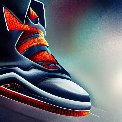 Image similar to basketball sneaker concept art, futuristic, sharp focus, illustration, concept art by tooth wu