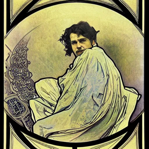 Prompt: “ george costanza, by alphonse mucha ”