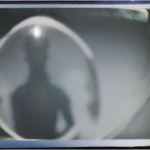 Image similar to Alien!!!! caught on camera basement polaroid photo 90s out of focus grimy