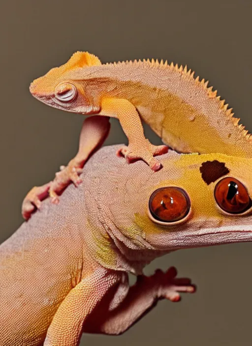 Prompt: a beautiful crested gecko