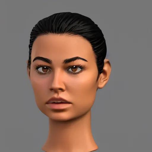 Prompt: Amber Midthunder, 3D Model, head sculpt