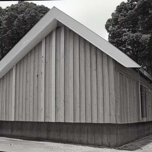 Image similar to 1 9 8 0's vertical wooden siding on newly constructed church in the year 1 9 8 0