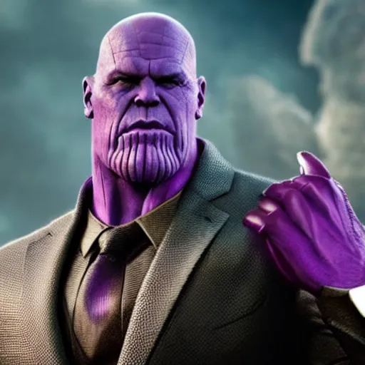 Prompt: thanos wearing a suit and tie