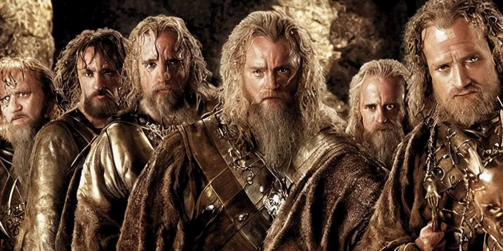 Image similar to the fellowship of the bling, still from the new fantasy movie, 4 k uhd