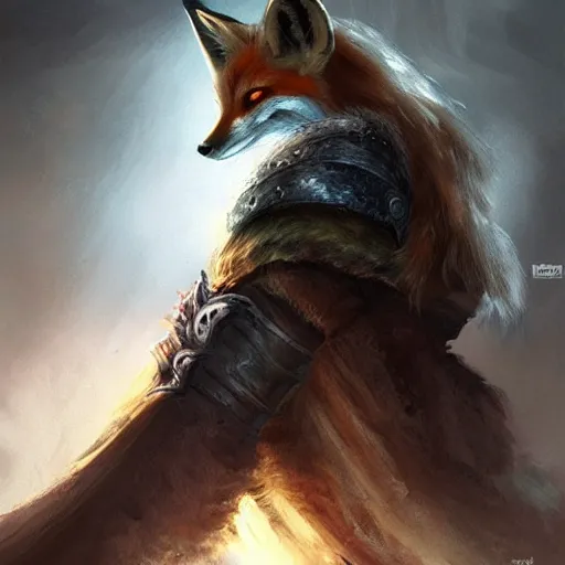 Image similar to a fox in elden ring, elden ring, dark souls, epic fantasy art