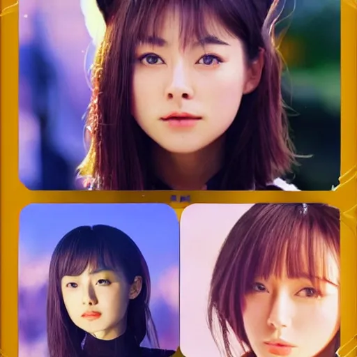 Image similar to 1990s, perfect, dynamic, epic, cinematic 8K HD movie shot of semi-close-up japanese beautiful cute young J-Pop idol actress girl face, she express joy and posing. By a Chinese movie director. Motion, VFX, Inspirational arthouse, at Behance, with Instagram filters, Photoshop, Adobe Lightroom, Adobe After Effects, taken with polaroid kodak portra