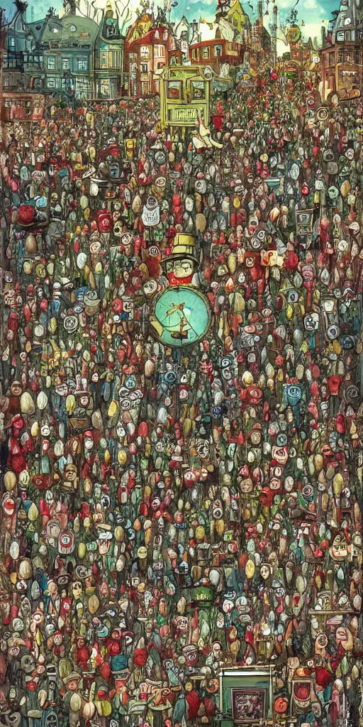Prompt: a vintage thanksgiving day parade by alexander jansson and where's waldo