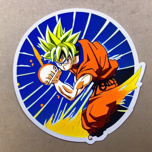 Image similar to die cut sticker, goku using gomu gomu no gatling by luffy, splatter paint