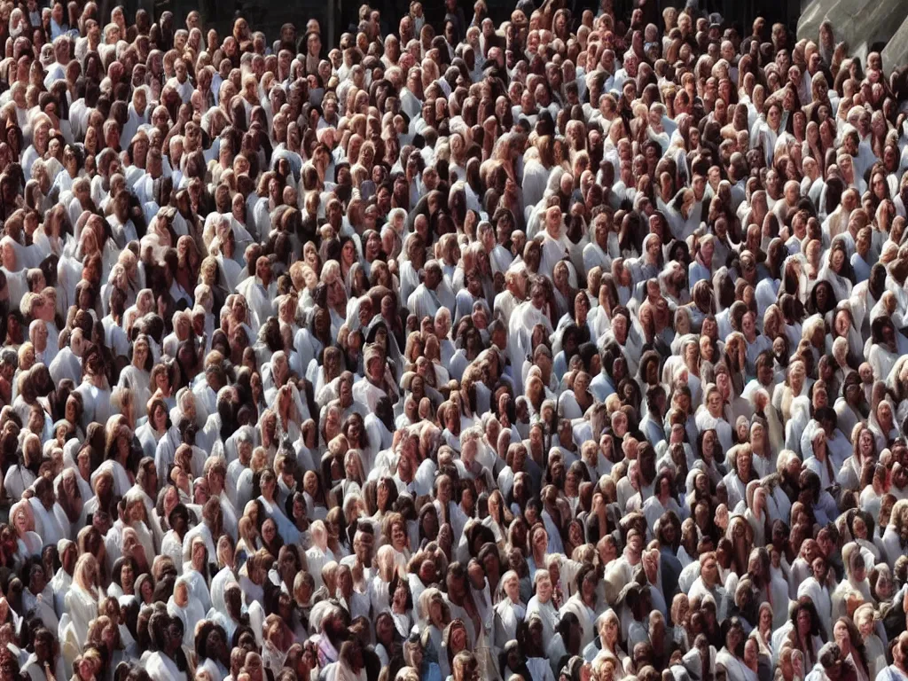 Image similar to 1000 humans for a choir and sing to welcome the lord's arrival