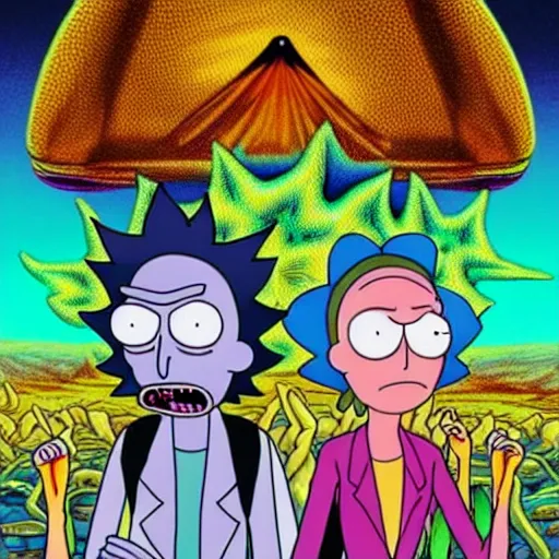 Prompt: rick and morty fear and loathing in las vegas ( 1 9 9 8 ), psychedelic digital art, ultra realistic, concept art, intricate details, eerie, highly detailed, photorealistic, octane render, 8 k, unreal engine. art by artgerm and greg rutkowski and charlie bowater and magali villeneuve and alphonse mucha