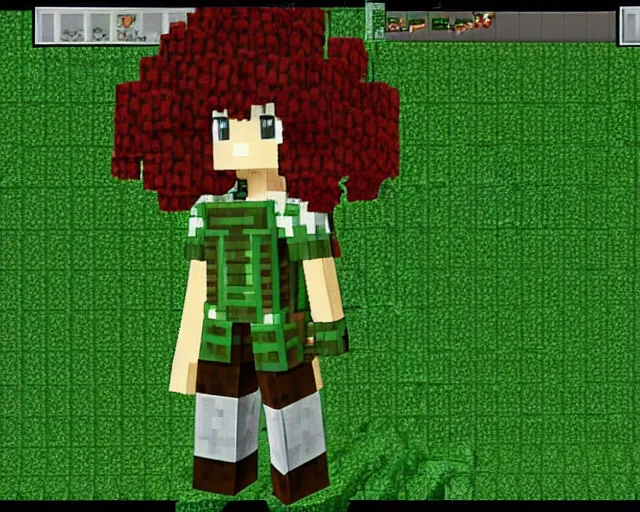 Prompt: an anime dryad in minecraft, grimoire of gaia