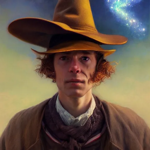 Image similar to epic portrait of snufkin, detailed, nebula skies, digital painting, artstation, concept art, donato giancola, joseph christian leyendecker, wlop, boris vallejo, breathtaking, high details, extremely detailed, sincere face, establishing shot, artistic, hyper realistic, beautiful face, octane render