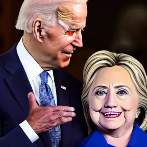 Prompt: joe biden deeply sniffing hillary clinton's hair on her head from behind at the white house