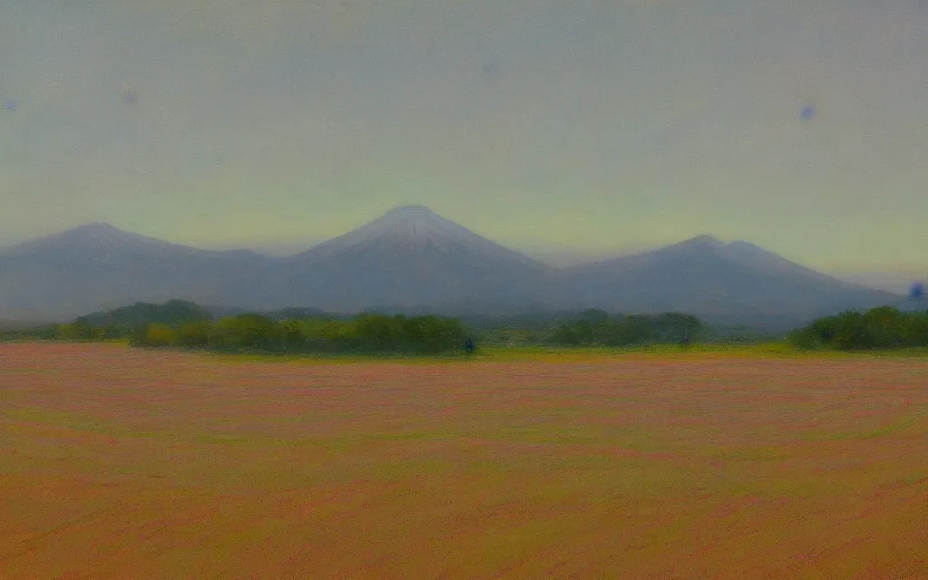 Prompt: tonalism nonviolent alpenglow rice fields in japan